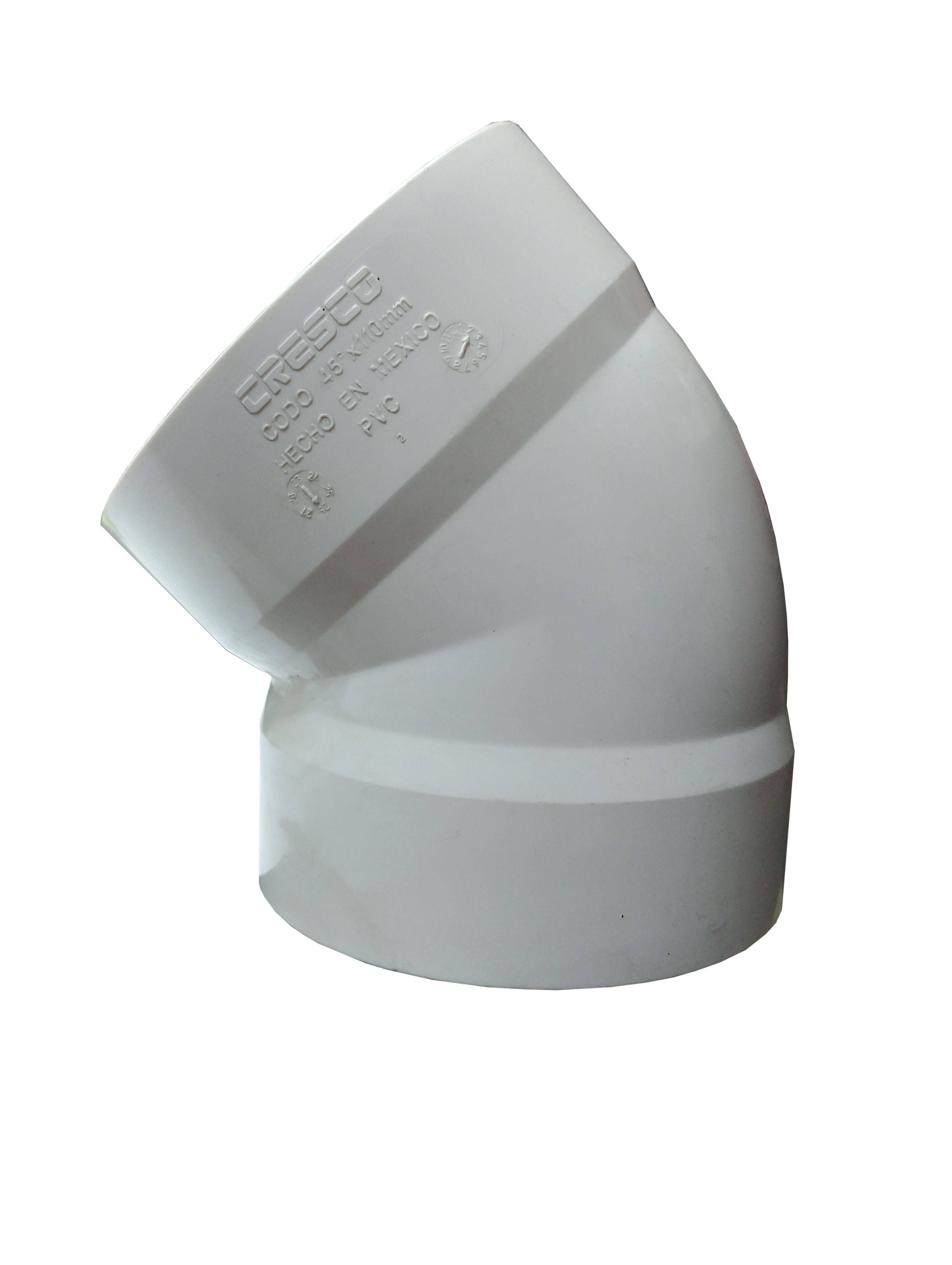 CODO DE PVC SANITARIO DE 4" X 45° MARCA CRESCO